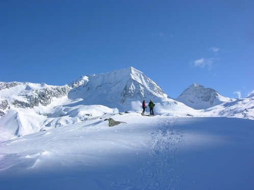 Ski touring surrounded by a great winter scenery.
